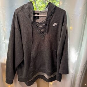 Nike Cropped Lace Up Hoodie